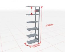 Aanbouwstelling | H: 2500 D: 400 B: 750 mm | verzinkt | 150 kg