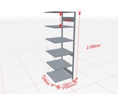 Aanbouwstelling | H: 2500 D: 800 B: 750 mm | verzinkt | 150 kg