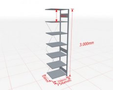 Aanbouwstelling | H: 3000 D: 600 B: 750 mm | verzinkt | 150 kg