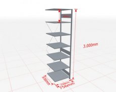 Aanbouwstelling | H: 3000 D: 800 B: 750 mm | verzinkt | 150 kg