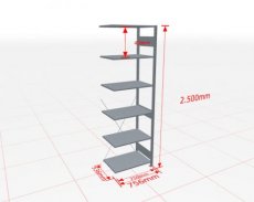 MP-32656-75 Aanbouwstelling | H: 2500 D: 500 B: 750 mm | 7035 | 150 kg