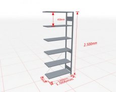 Aanbouwstelling | H: 2500 D: 400 B: 1000 mm | verzinkt | 150 kg