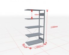 Aanbouwstelling | H: 2000 D: 500 B: 1000 mm | verzinkt | 150 kg