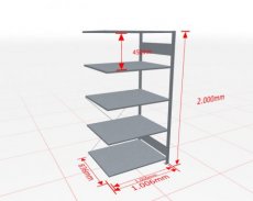 Aanbouwstelling | H: 2000 D: 800 B: 1000 mm | verzinkt | 150 kg