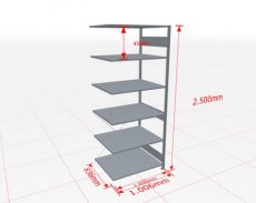 Aanbouwstelling | H: 2500 D: 800 B: 1000 mm | verzinkt | 150 kg