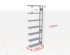 Aanbouwstelling | H: 3000 D: 300 B: 1000 mm | verzinkt | 150 kg