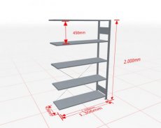 Aanbouwstelling | H: 2000 D: 400 B: 1300 mm | verzinkt | 150 kg