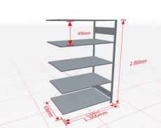 Aanbouwstelling | H: 2000 D: 800 B: 1300 mm | verzinkt | 150 kg