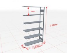 MP-12746-130 Aanbouwstelling | H: 2500 D: 400 B: 1300 mm | verzinkt | 150 kg