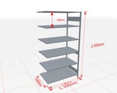 Aanbouwstelling | H: 2500 D: 800 B: 1300 mm | verzinkt | 150 kg