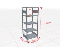 Basisstelling | H: 2000 D: 600 B: 750 mm | verzinkt | 150 kg