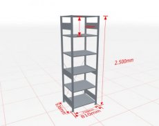 Basisstelling | H: 2500 D: 600 B: 750 mm | verzinkt | 150 kg