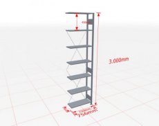 Aanbouwstelling | H: 3000 D: 300 B: 750 mm | verzinkt | 150 kg