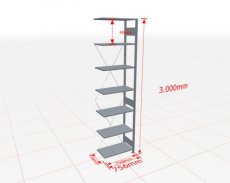 Aanbouwstelling | H: 3000 D: 400 B: 750 mm | verzinkt | 150 kg