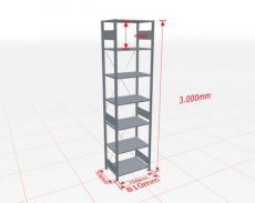 Basisstelling | H: 3000 D: 500 B: 750 mm | verzinkt | 150 kg