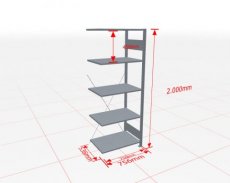 MP-32655-75 Aanbouwstelling | H: 2000 D: 500 B: 750 mm | 7035 | 150 kg