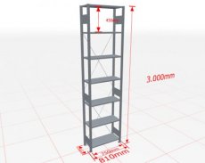 MP-32632-75 Basisstelling | H: 3000 D: 300 B: 750 mm | 7035 | 150 kg