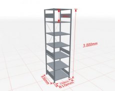 MP-32682-75 Basisstelling | H: 3000 D: 800 B: 750 mm | 7035 | 150 kg