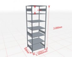 MP-32682 Basisstelling | H: 3000 D: 800 B: 1000 mm | 7035 | 150 kg