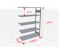 Aanbouwstelling | H: 2000 D: 500 B: 1300 mm | verzinkt | 150 kg