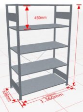 Basisstelling | H: 2000 D: 600 B: 1300 mm | verzinkt | 150 kg