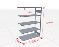 Aanbouwstelling | H: 2000 D: 600 B: 1300 mm | verzinkt | 150 kg