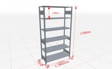 Basisstelling | H: 2500 D: 500 B: 1300 mm | verzinkt | 150 kg