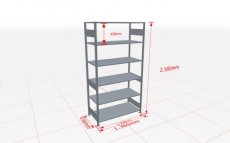 Basisstelling | H: 2500 D: 600 B: 1300 mm | verzinkt | 150 kg