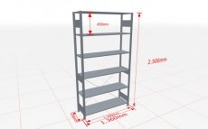 MP-32641-130 Basisstelling | H: 2500 D: 400 B: 1300 mm | 7035 | 150 kg