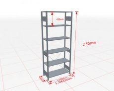 MP-13141-B Basisstelling | H: 2500 D: 400 B: 1000 mm | 5010 | 85 kg