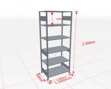 MP-13161-B Basisstelling | H: 2500 D: 600 B: 1000 mm | 5010 | 85 kg