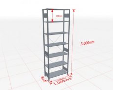 MP-13142-B Basisstelling | H: 3000 D: 400 B: 1000 mm | 5010 | 85 kg