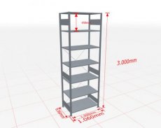 MP-13162-B Basisstelling | H: 3000 D: 600 B: 1000 mm | 5010 | 85 kg