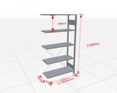 MP-13145 Aanbouwstelling | H: 2000 D: 400 B: 1000 mm | verzinkt | 85 kg