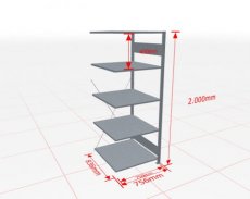 MP-12785-75 Aanbouwstelling | H: 2000 D: 800 B: 750 mm | verzinkt | 150 kg